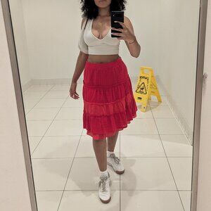 Vintage Red Tiered Skirt